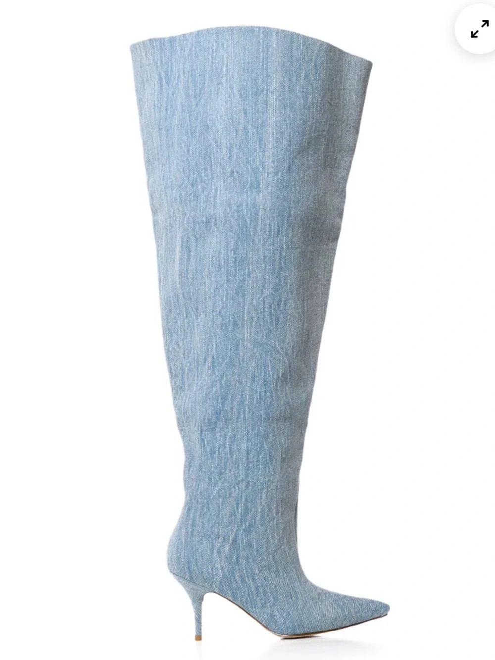 AZALEA WANG ‘Amby’ Bucket thigh high Boot In Denim 7.5  Like New